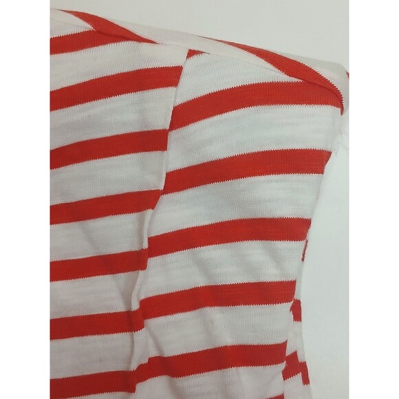 JOE'S Jeans Womens M Top Red Striped Sleeveless Bubble Hem Padded Shoulders $98 - Picture 4 of 16